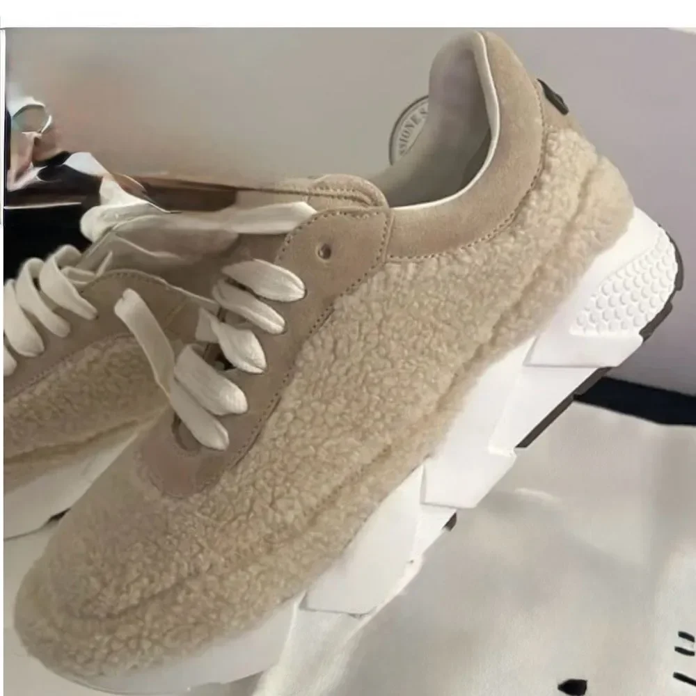 🧸PESERICO Leather and Shearling Sneakers